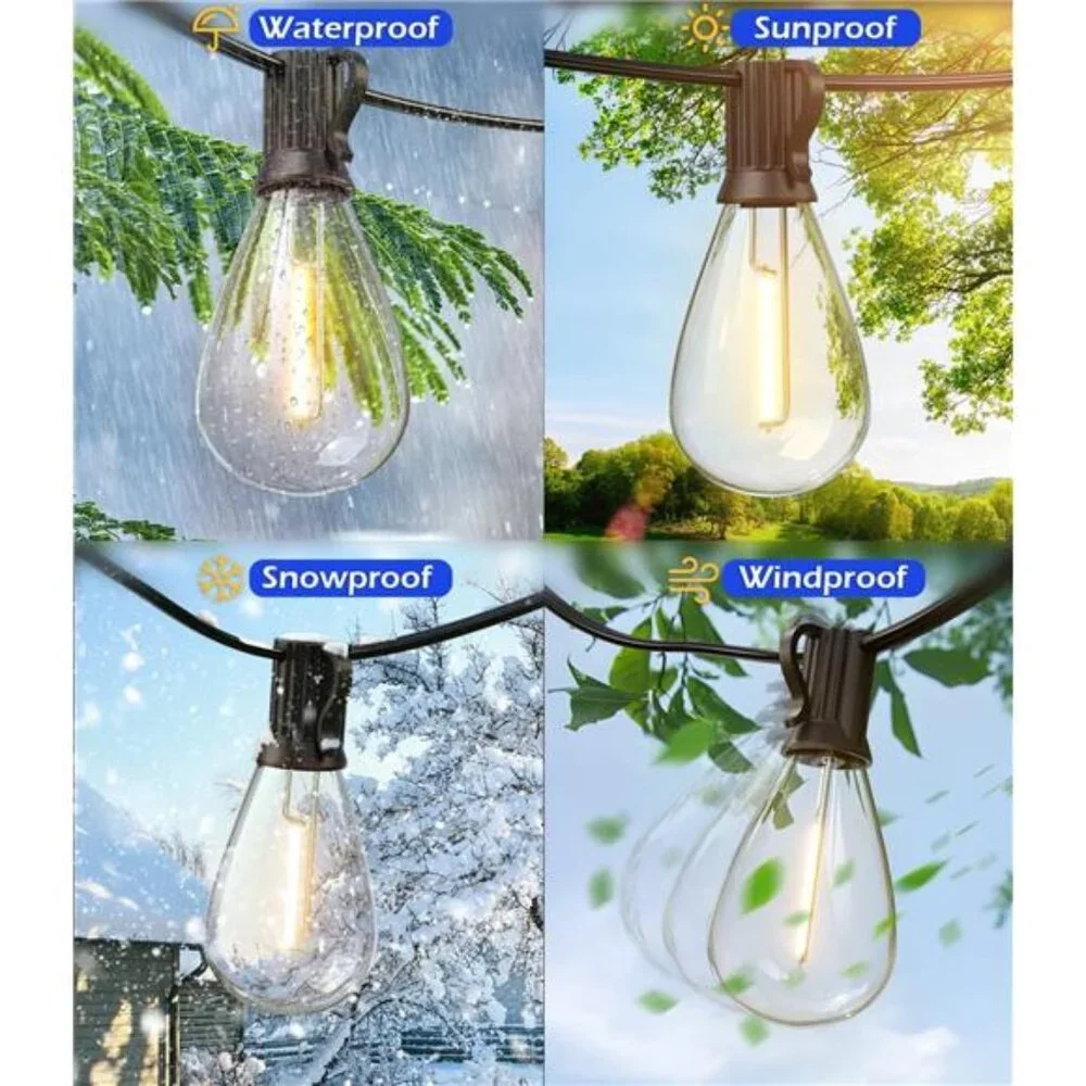 120FT LED Outdoor String Lights with 30+2 Edison Shatterproof Waterproof Bulbs